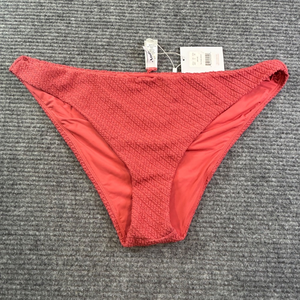 Andie Swim The Cheeky Bottom Sedona Red Textured Ribbed Bikini Boho XL AB467-SED